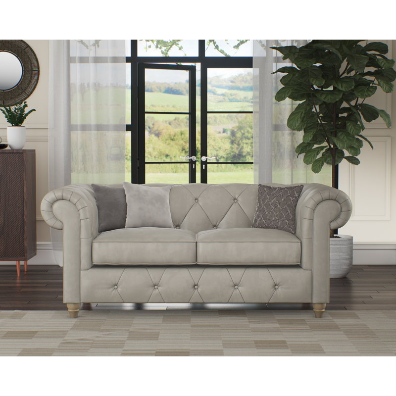 Melrose 2 Seater Leather Sofa, Walnut, Cloud Grey