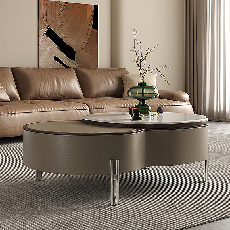 Table basse en pierre frittée de luxe italien clair