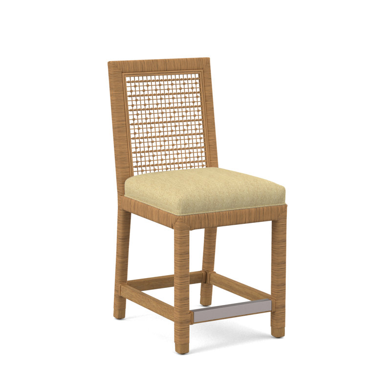 Pine Isle 24" Counter Stool, Sunbrella Beige Pinstripe; 6205-74, Honey