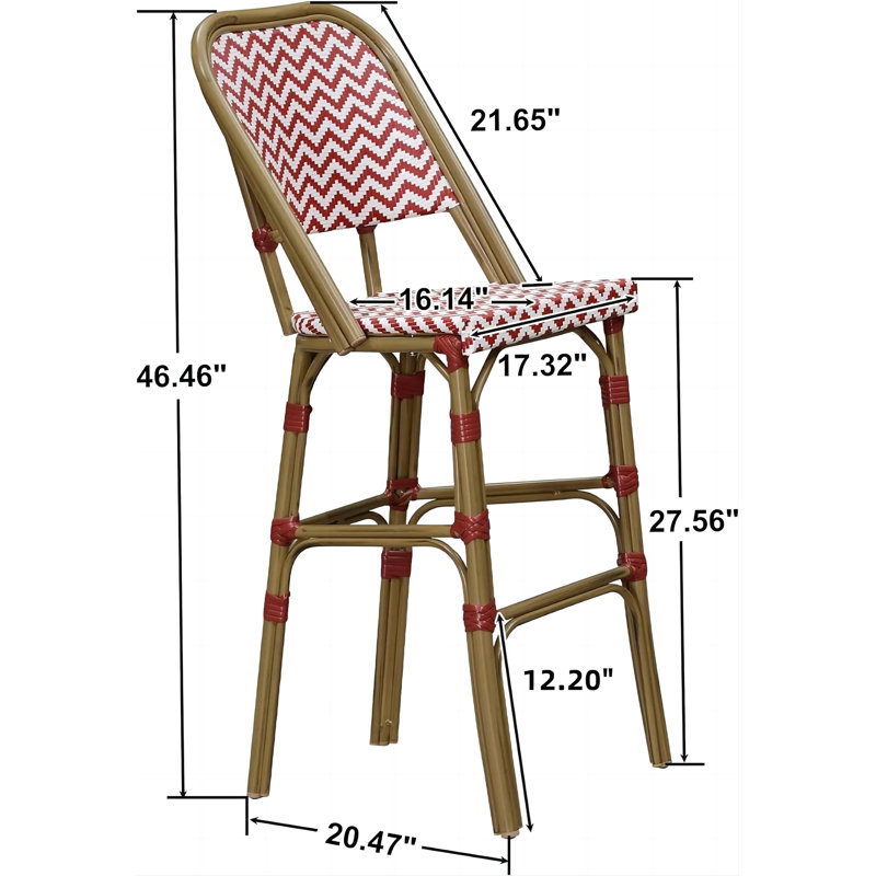 Tabouret de bar avec coussin, Rouge, 27.56"