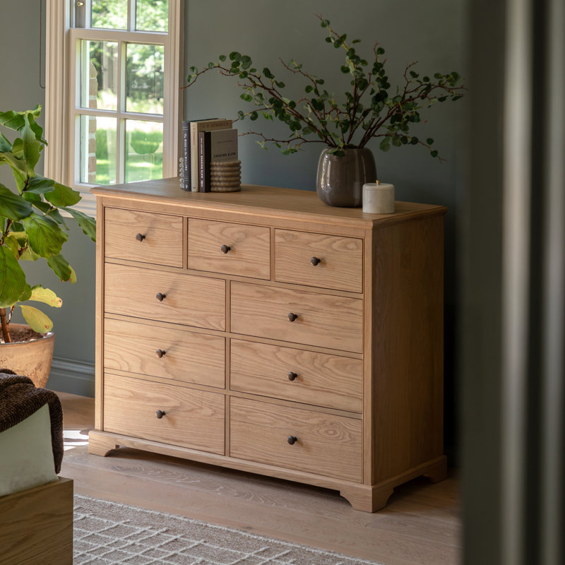 Solid Wood 9 - Drawer Rectangle Accent Chest