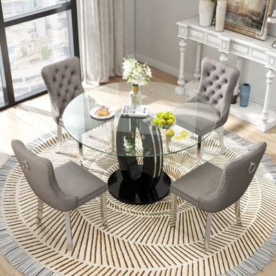 5-Piece Round Pedestal Dining Set