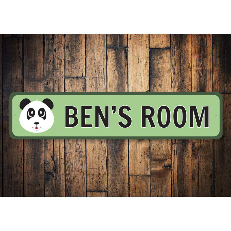 Enseigne en aluminium Panda, H 6 po x l 24 po x P 0,063 po