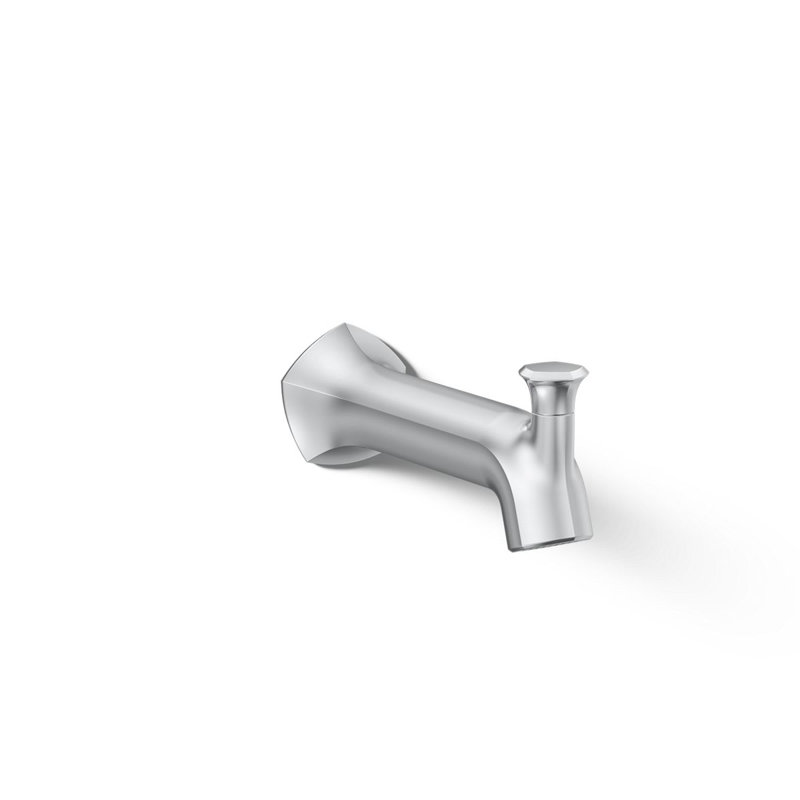 Wall-Mount 8 In. Diverter Bath Spout With Straight Design, Polished Chrome