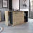 Sicilia Kitchen Island, Two  External Shelves, Double Door Cabinets, Three Shelves -Black / Light Oak-1971378098