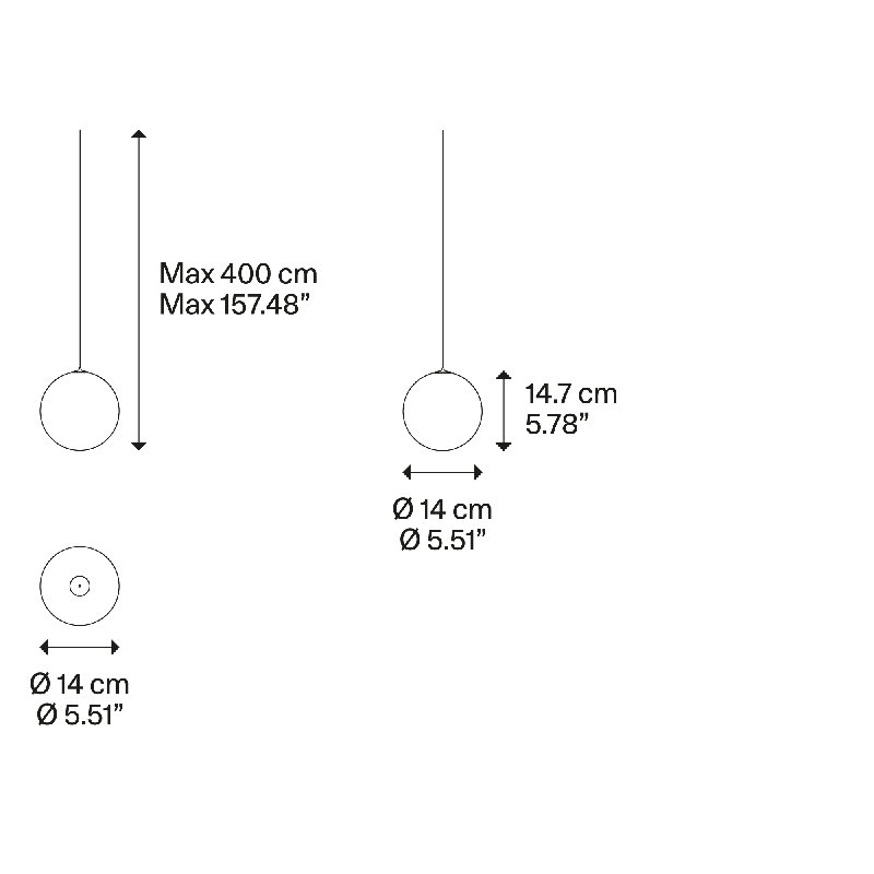 Lodes Random Solo 14 Suspension Lamp Low-V, Rose Gold