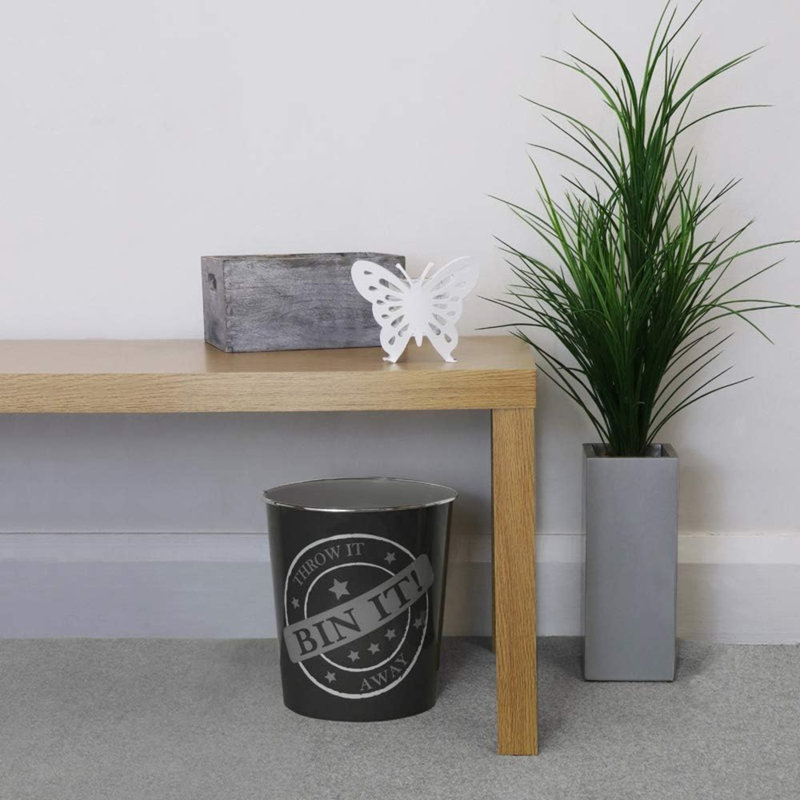 Canan Small Bin It Plastic Waste Bin Dark Grey 2.5L Round Waste Basket Trash Can Lightweight