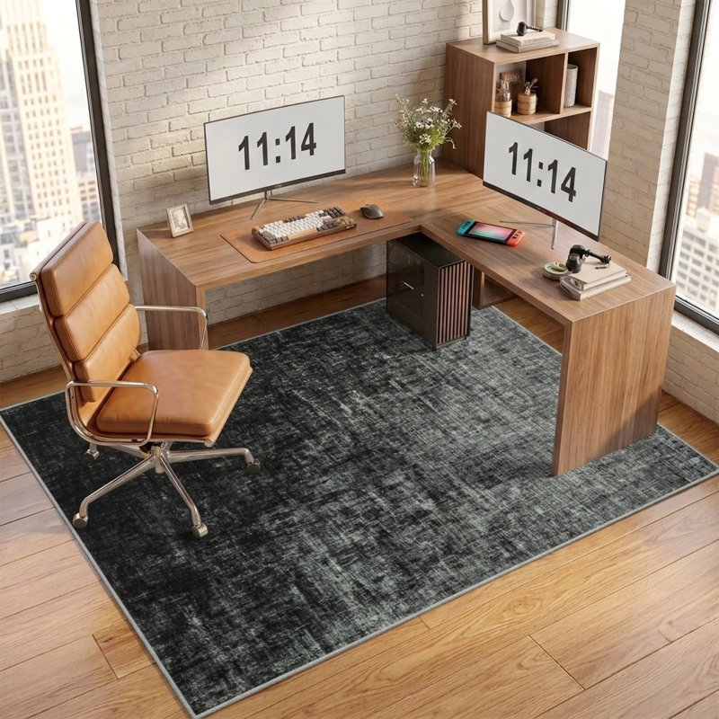 Chair Mat Floor Protector & Style Enhancer for Home Office or Dining Spaces, Charcoal, 45" W x 60" D