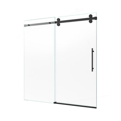 Enceinte de porte de douche à porte coulissante sans cadre l 56-60 "x H 60", verre trempé de 5/16 de pouce (8mm) de couleur GCCG, quincaillerie noir mat