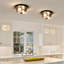 10.6 In. 2-light Black Flush Mount With Seeded Glass Shade