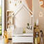 Lit double en bois avec lit gigogne simple, blanc-1693391197