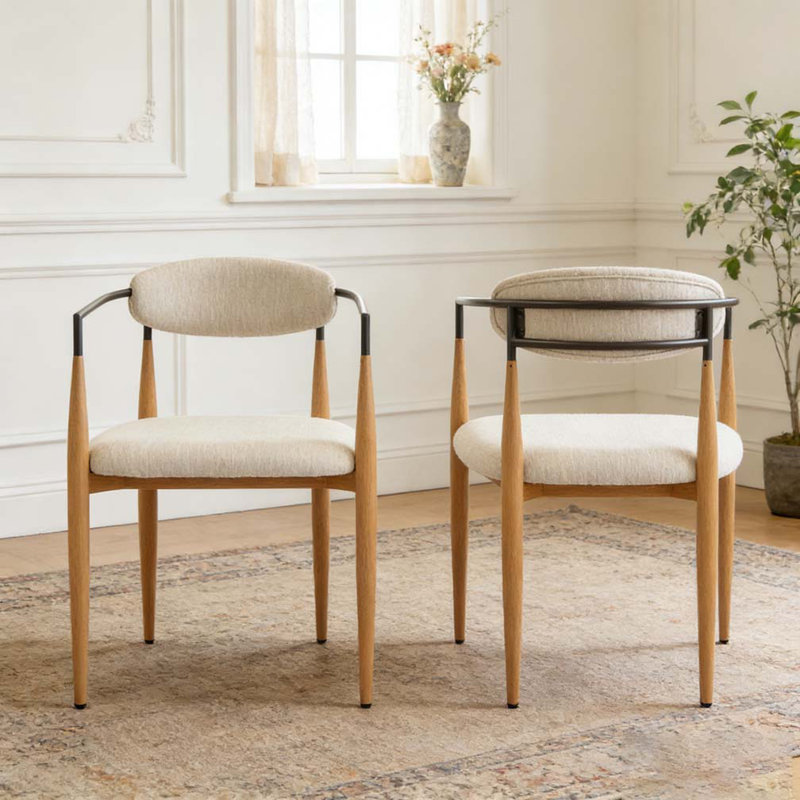 Chaise de salle à manger, Beige + brun clair