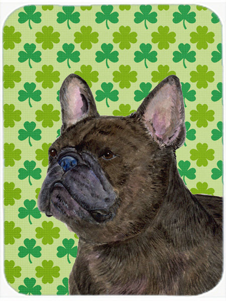 Planche à découper en verre portrait caroline french bouledogue st. patrick Shamrock Lucky Irish