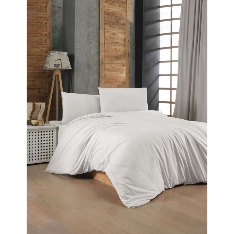 Luxury 100% Cotton Ranforce King Quilt Cover Set, White | Duvet Cover 102.4 x 86.6 inches & 2 Pillowcases 19.7 x 31.5 inches | 155 Thread Count, Button Closure, Machine Washable at 30°C | Soft & Breathable Bedding