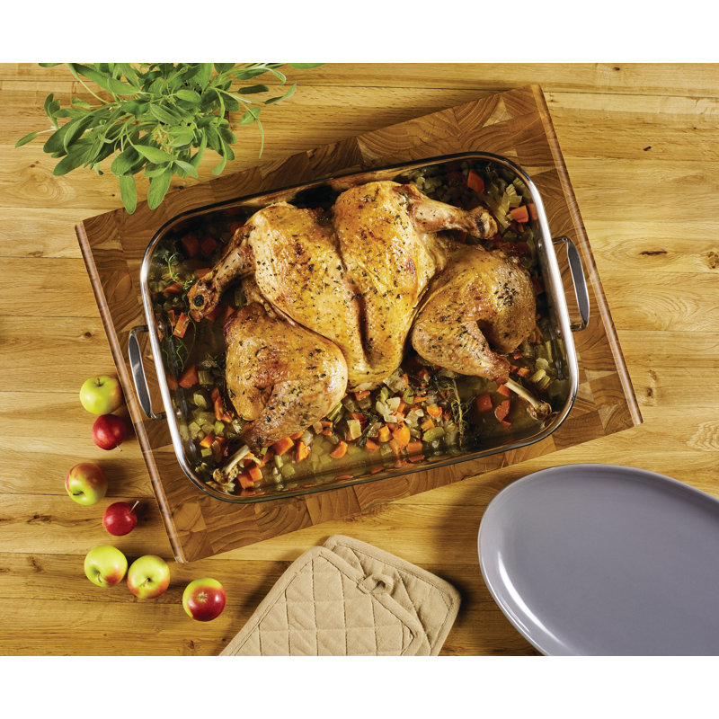 Anolon Tri-Ply Clad Stainless Steel Roaster / Roasting Pan with Nonstick Rack, 17-Inch x 12.5-Inch