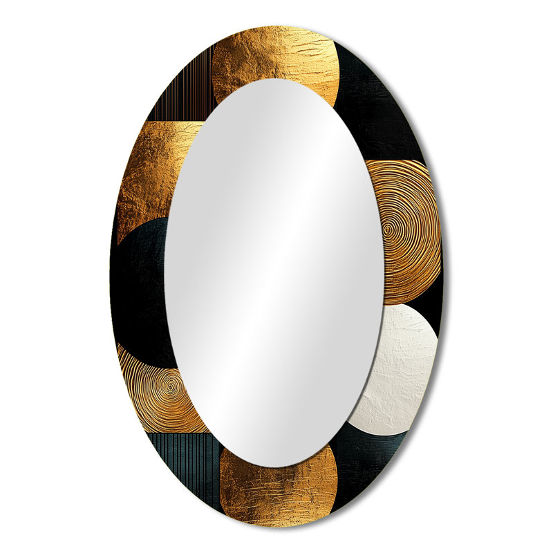 Geometric Art Decor Essential Forms V - Miroir décoratif ovale abstrait sur métal, 36 po x 24 po