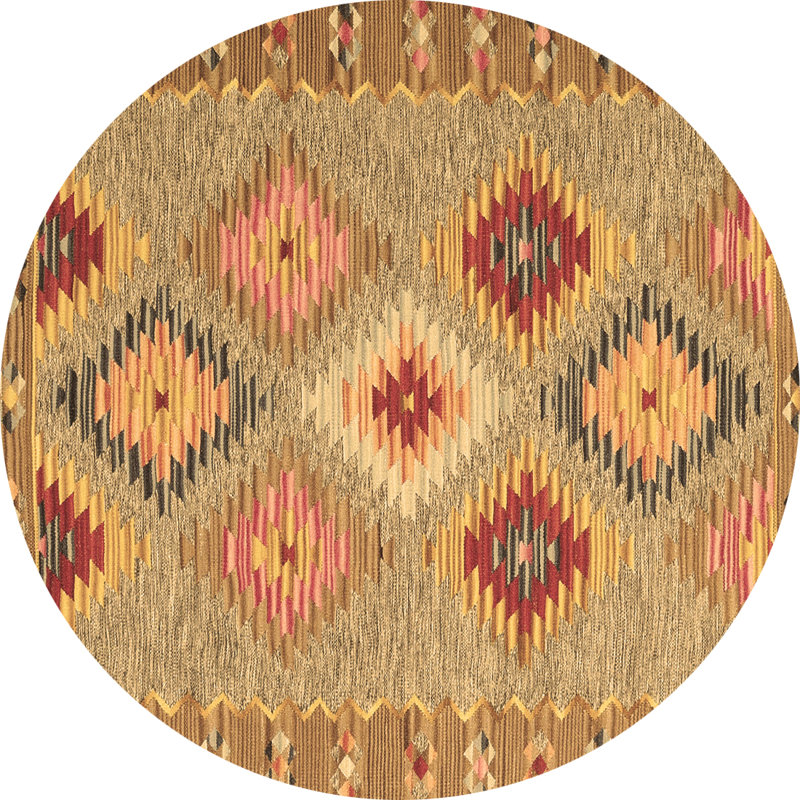 Washable Geometric Indoor Rug, Round 7'