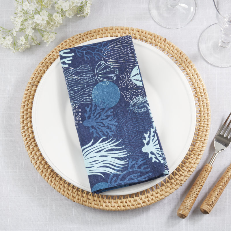 Ensemble de 4 serviettes de table corail Ocean profonds
