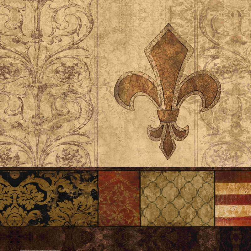 Fleur de lys décorative - peinture sur toile tendue, H 12 po x l 12 po