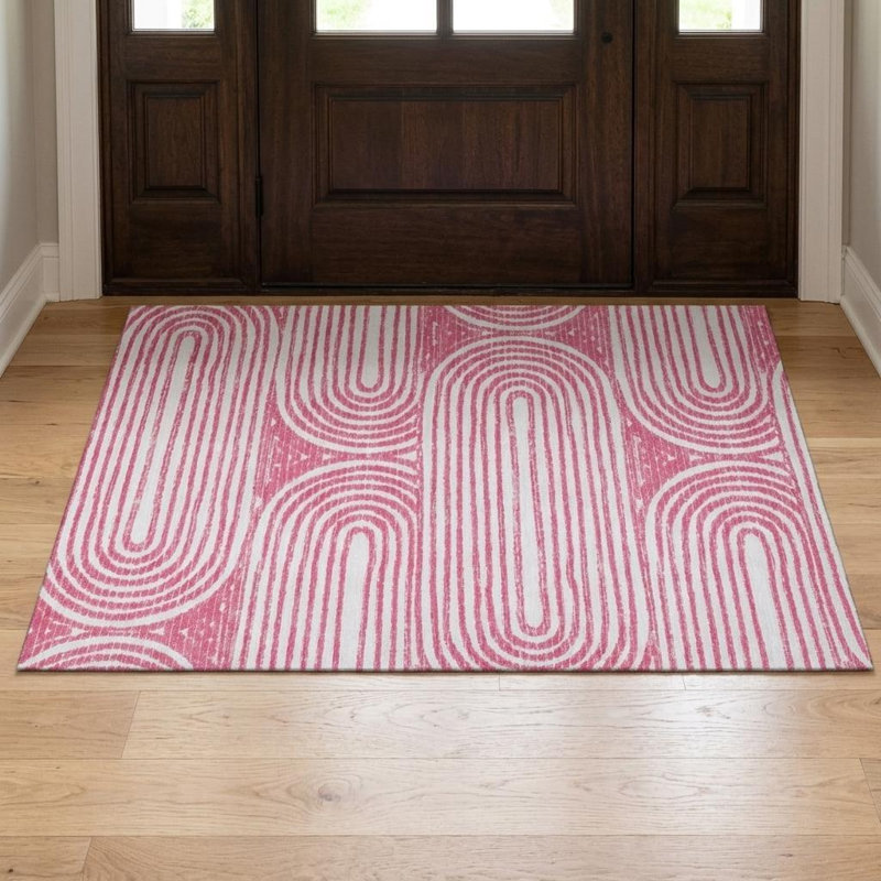 Tapis délavé géométrique délavé et vieilli 3 pi x 5 pi avec protection UV