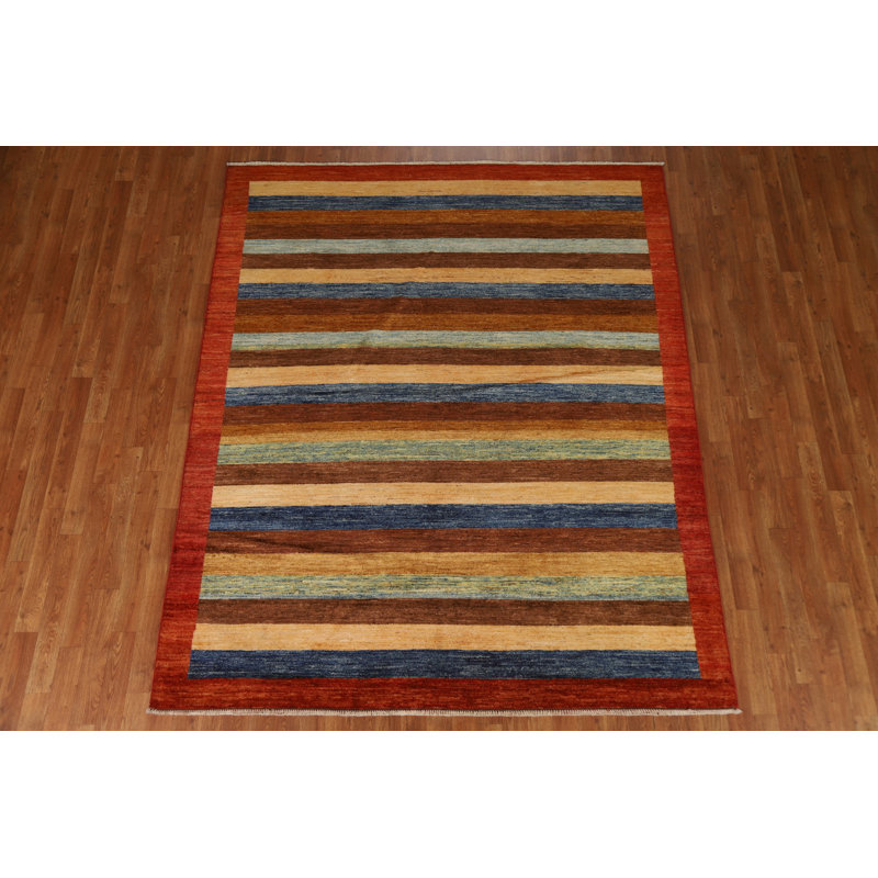 Tapis rayé moderne Gabbeh 6 x 8