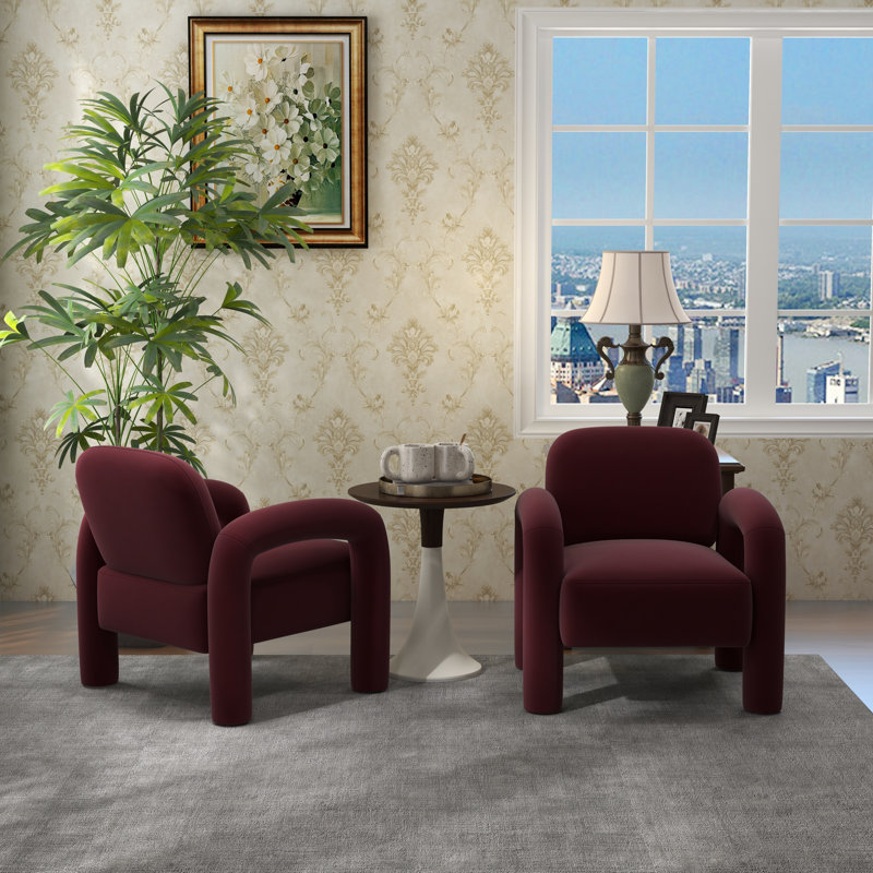 Fauteuil Iryanna, Velours rouge, 2