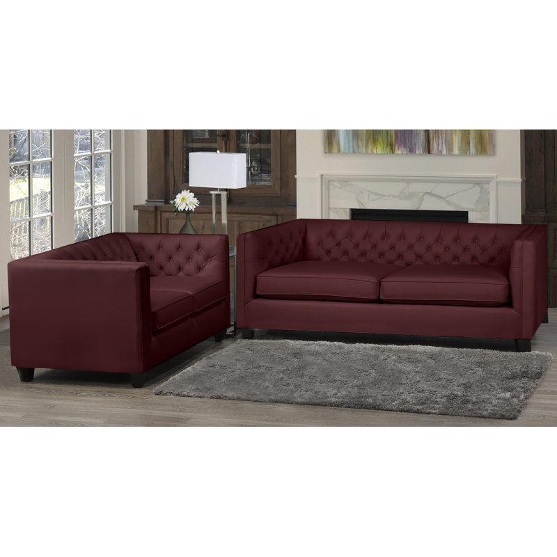 Bourne 2 - Piece Living Room Set, Cherry Leather Match