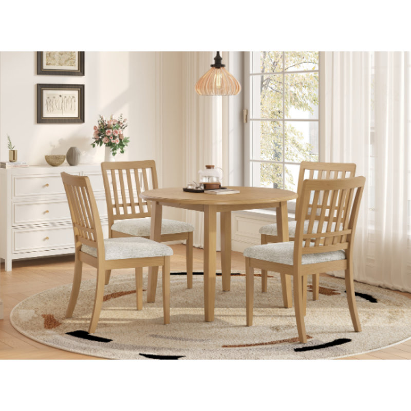 Space Saving Extendable Dining Table Sets(Must include both Table and Chair), MDF Wood Modern Small Kitchen, Gray 3