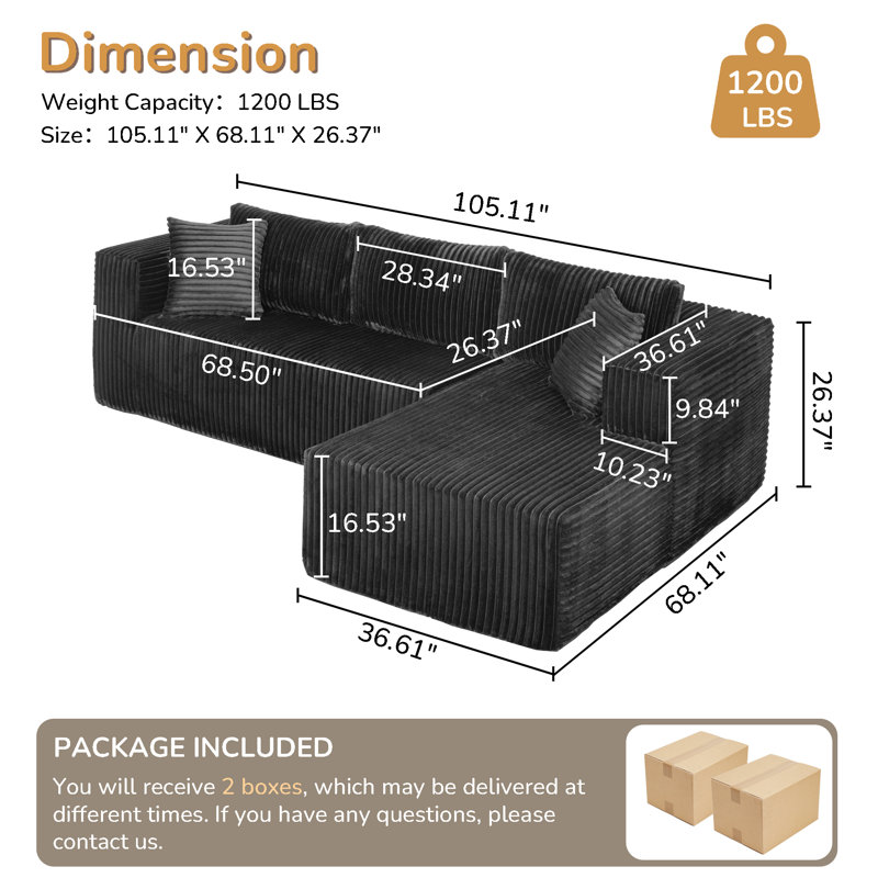 Canapé modulaire Boneless, Noir