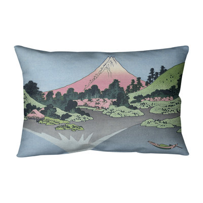 La housse de coussin rectangulaire « Mt. Fuji » reflété dans la housse de coussin et insert