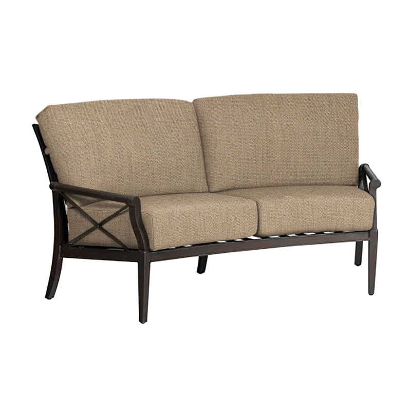 Andover 74.5'' Wide Aluminum Loveseat with Cushions, Spectrum Denim Sunbrella® Plainweave, Textured Black