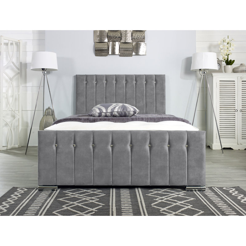 Fausley Upholstered Bed Frame, Charcoal, European Kingsize (160 x 200cm)