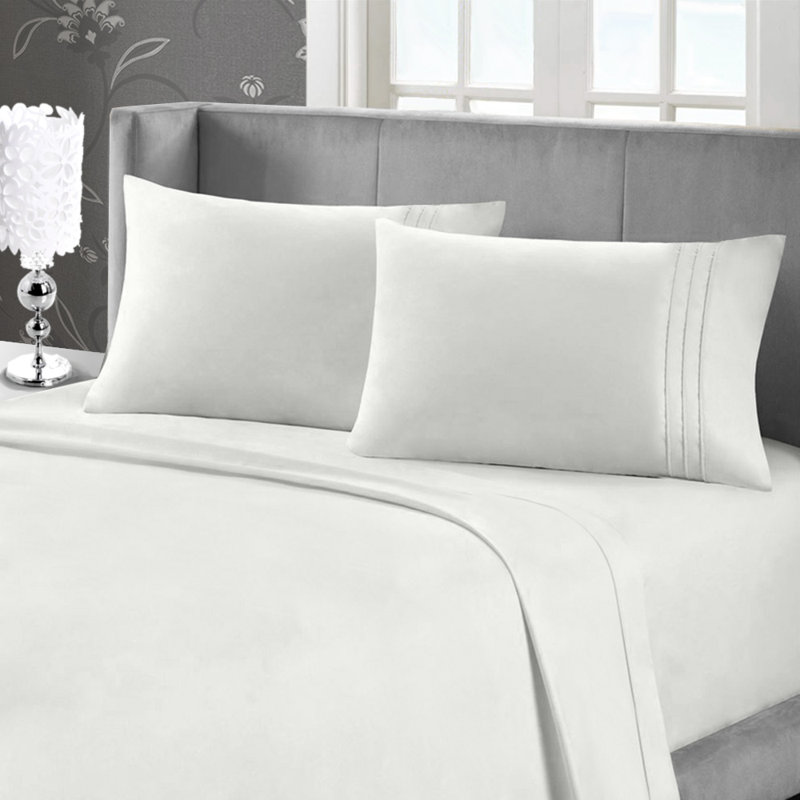 Ensemble de draps en microfibre Casden, Argent, Grand