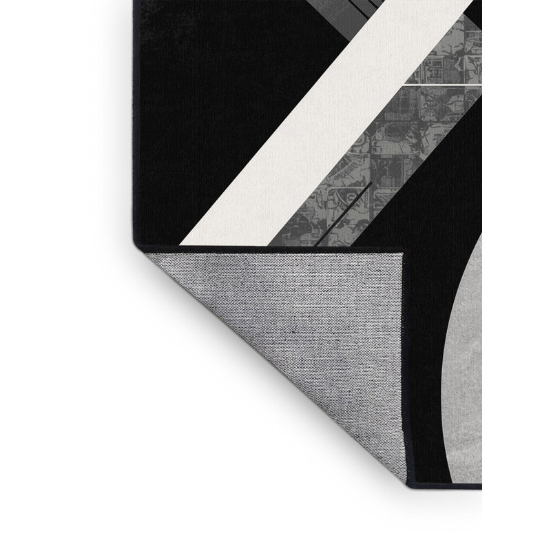 Tapis géométrique moderne et contemporain lavable à la machine - noir, 4 x 2