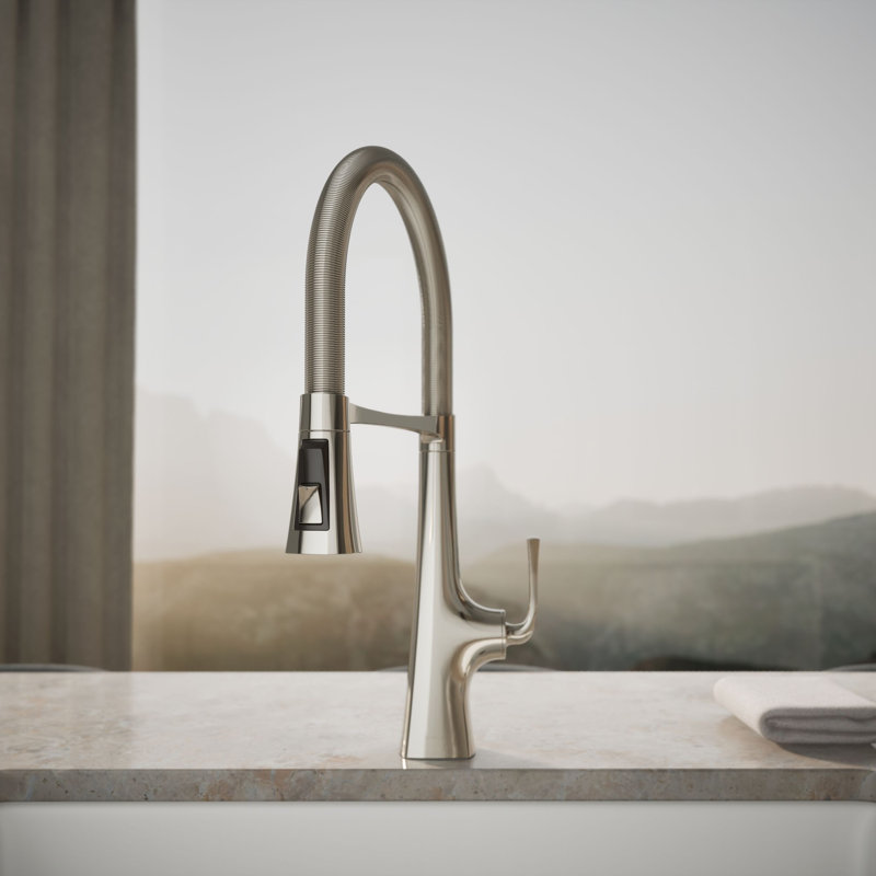 Graze Single Handle Kitchen Faucet with 21-9/16" Spout, Vibrant Polished Nickel