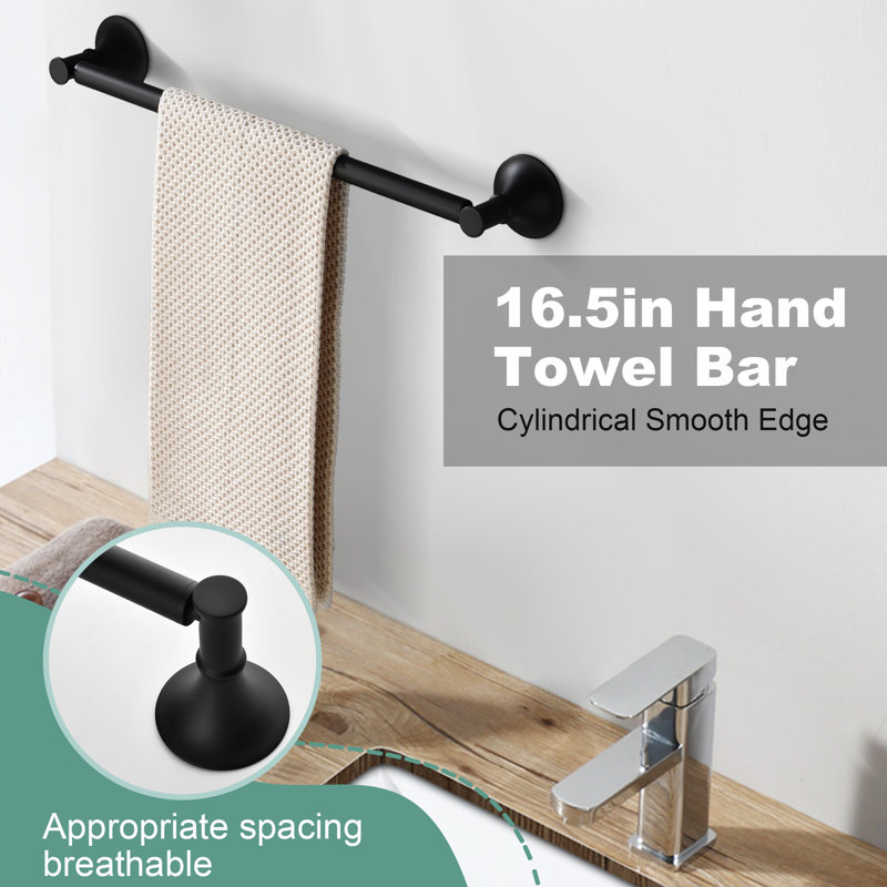 6 - Piece Bathroom Hardware Set, Matte Black, 3" H x 22" W x 3" D