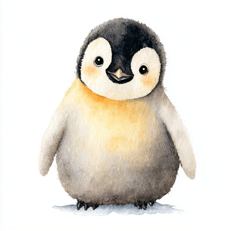 «Warm Glow Penguin Chick», art mural sur toile tendue, H 30 po x l 30 po