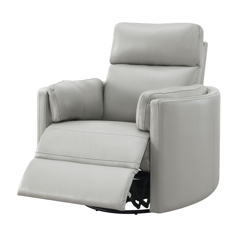 Sagen Glider Recliner w/Swivel, Gray Leather