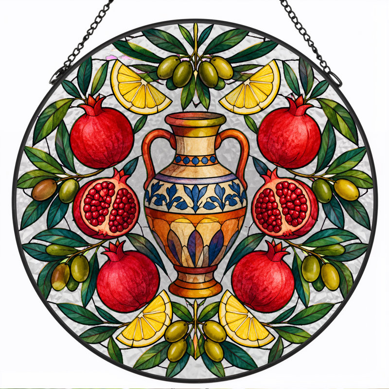 Art mural sur toile, "Grenades et olives", 12"H