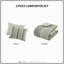 Ensemble de couette 3 pièces en coton, couleur sauge, format King/Cal King-136110676