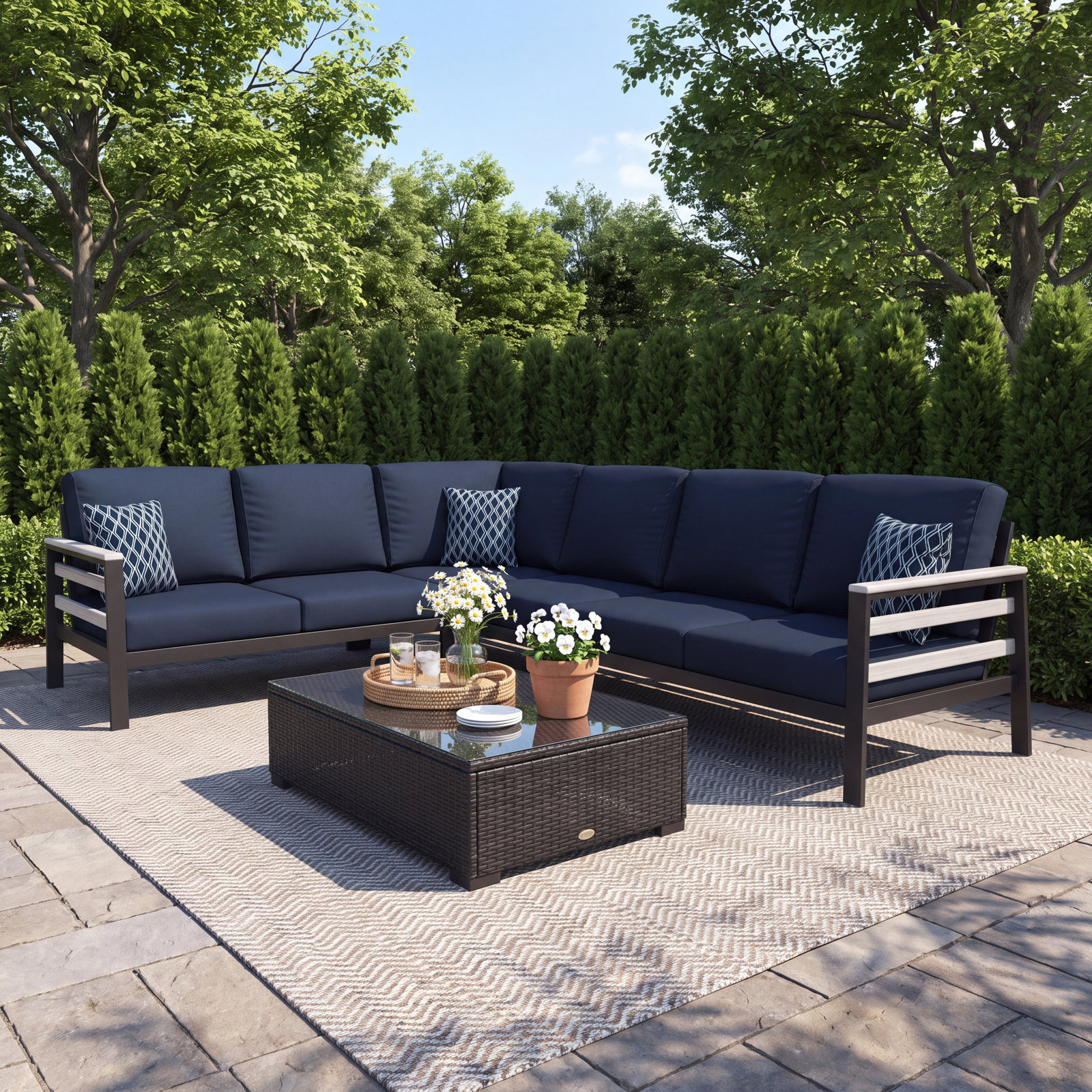 Townsend 88" Sunbrella® Patio Sofa, Canvas Navy Sunbrella® Canvas