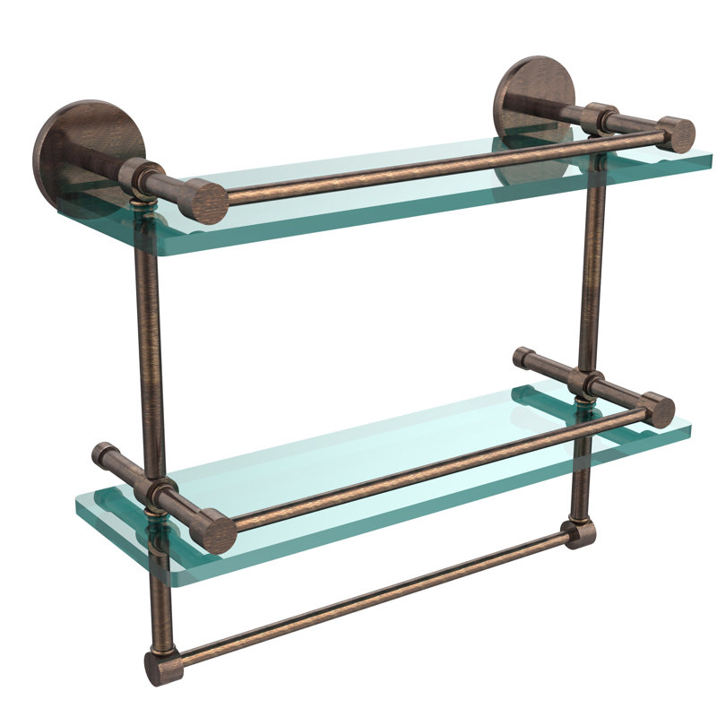 Dalston 2 Piece Tiered Shelf with Towel Bar, Venetian Bronze, 12"H x 16"W x 5"D