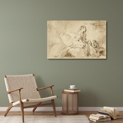 "Oh! if Only He Were as Faithful to Me" by  Jean-Honoré Fragonard - Gallery Wrap Canvas Wall Art