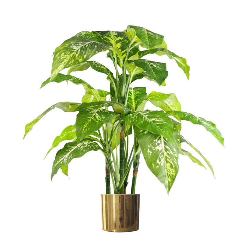 100cm Faux Tree in Metal Planter, Gold