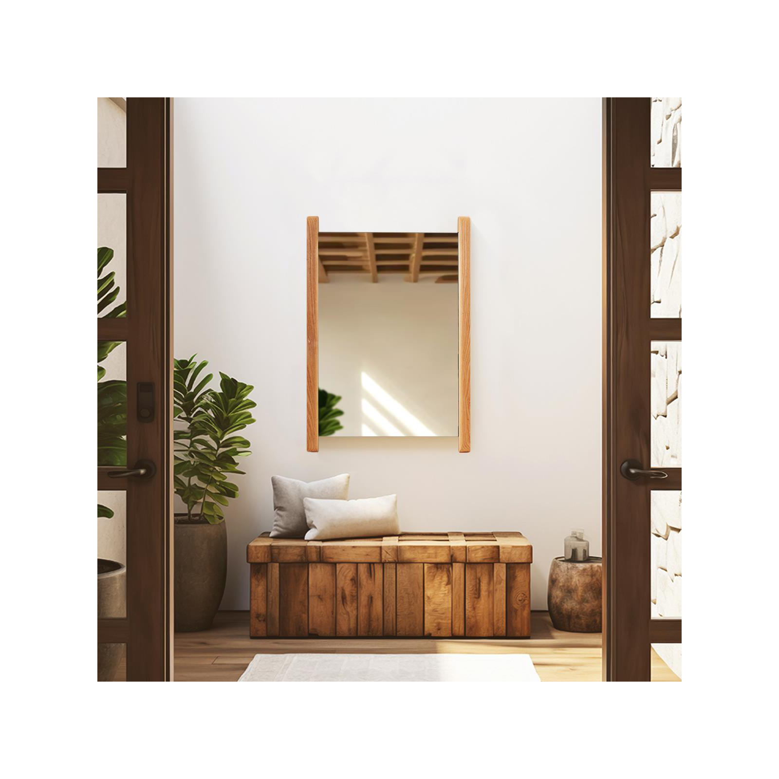 Angeles Solid Wood Rectangle Mirror, 22" x 16"