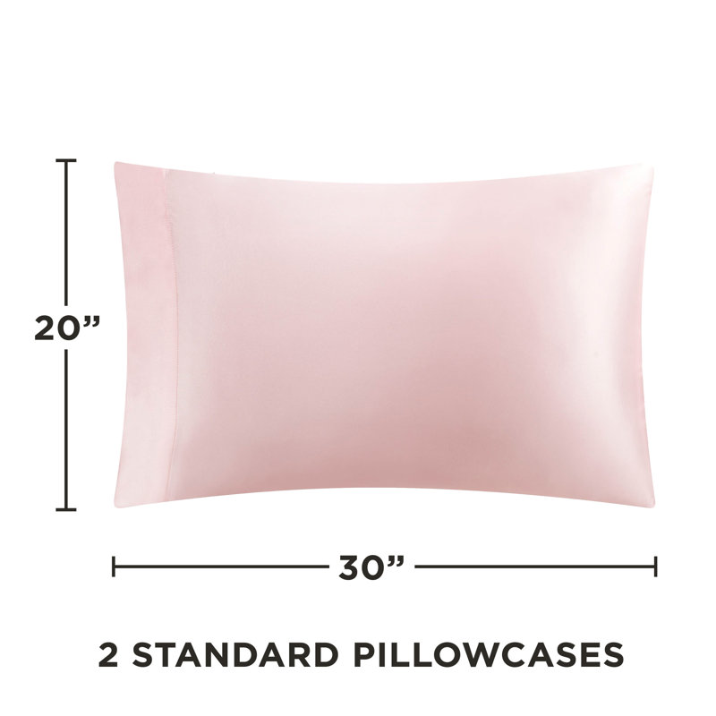 Juicy Couture Premium Silky Satin Sheet Sets, Queen Sheet Set with 2 Pillowcases, Pink