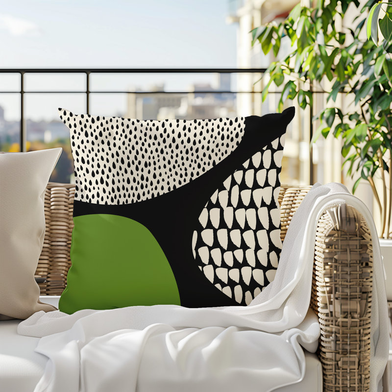 Coussin carré intérieur / extérieur pia, H 15 po x l 15 po, Chartreuse/Black/Off-White