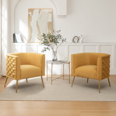 Fauteuil demi-tonneau en velours de 29,9 po Cristen