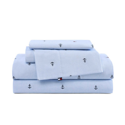 Tommy Hilfiger Printed Percale Cotton Sheet Set