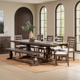 Caleb 8-Piece Reclaimed Pine Extendable Dining Table Set